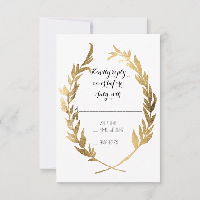 Faux Gold RSVP Laurel Wreath Olive Leaf (Devant)