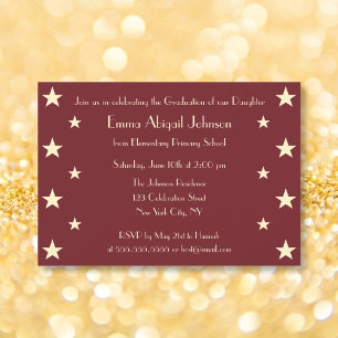 Faux Gold Stars School Graduation Party Invitation