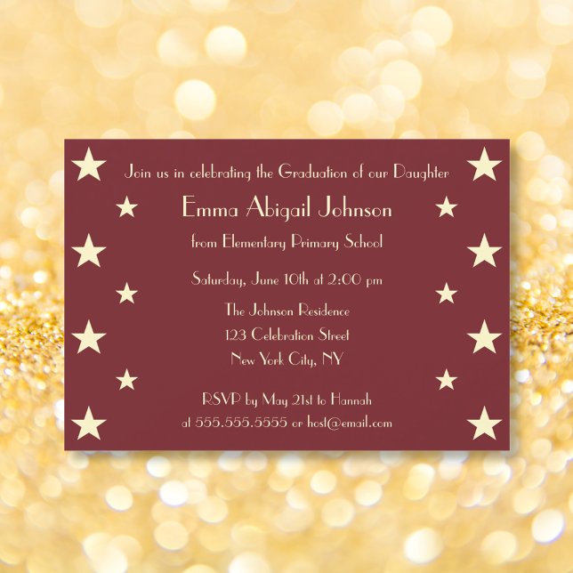 Faux Gold Stars School Graduation Party Invitation (Faux Gold Stars School Graduation Party Invitation)
