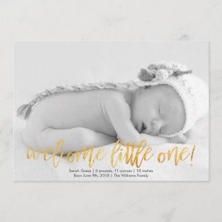 Faux Gold Welcome Little One Faire-part de naissan