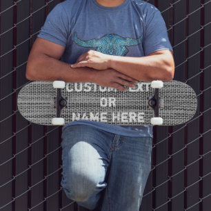 Faux Grey Tricot Skateboard avec texte personnalis