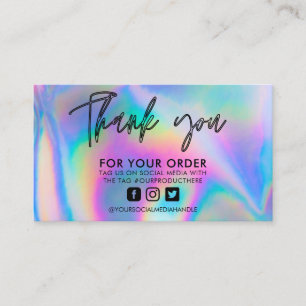 Faux Holographic Merci Carte de visite tendance