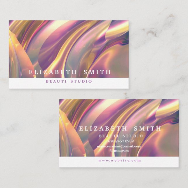 Faux Holographique Chameleon Neon Carte de visite (Devant / Derrière)