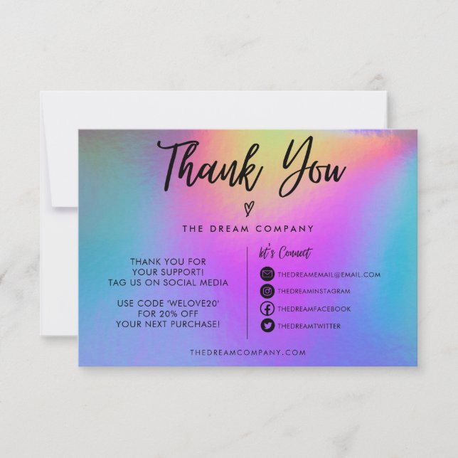 Faux Holographique Merci Médias sociaux Insertion (Devant)