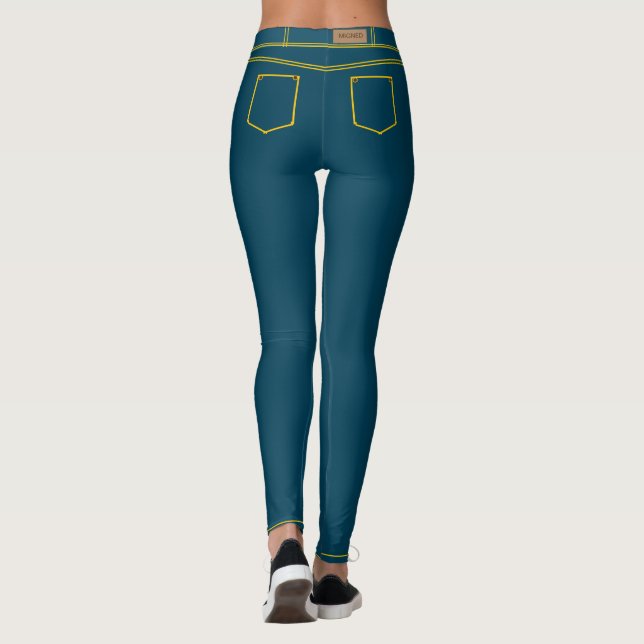 Faux jeans bleu marine Leggings (Dos)