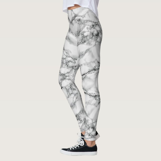 Faux Marbre blanc Design Leggings (Gauche)