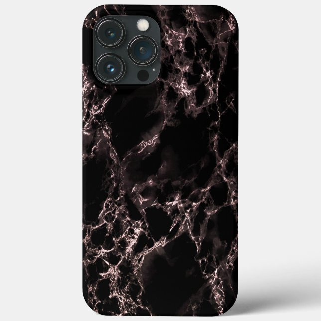 Faux Marbre Noir coque iphone Design moderne (Verso)