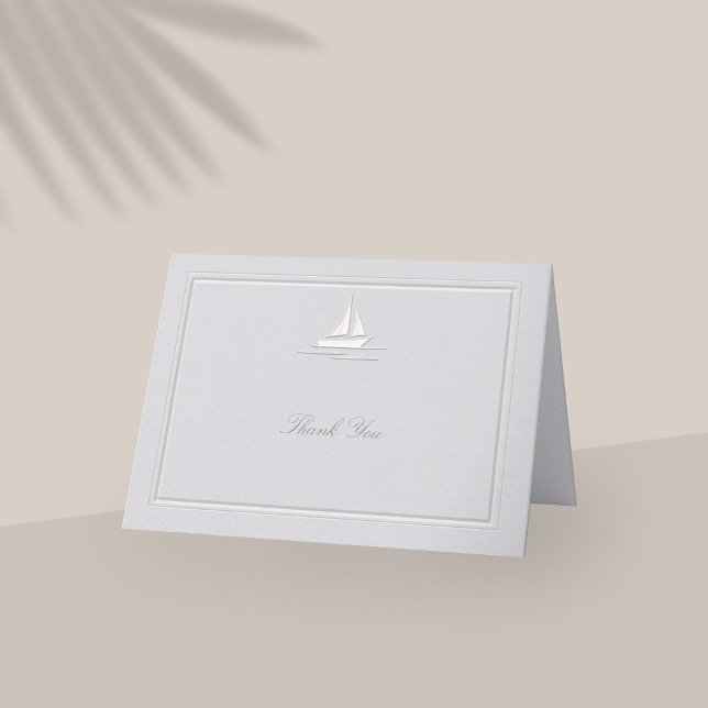 Faux Merci Mariage officiel côtier (coastal wedding thank you folded card modern classic formal traditional frame faux embossed)