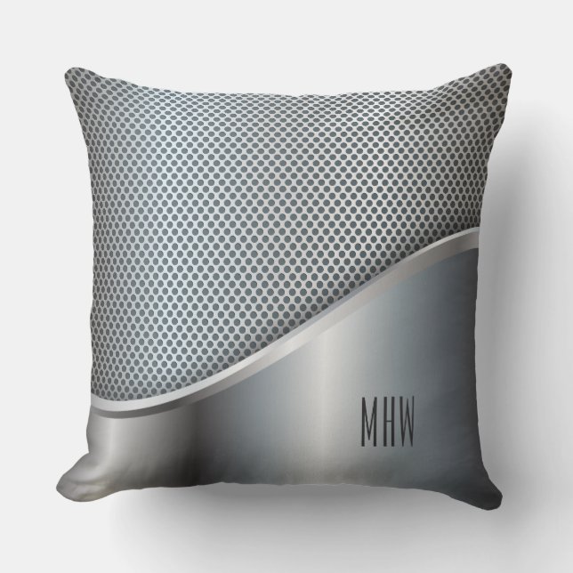 Faux Metal personnalisé monogramme jetons oreiller (Recto)