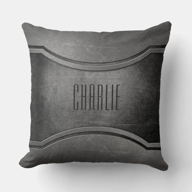 Faux Metal personnalisé monogramme jetons oreiller (Recto)