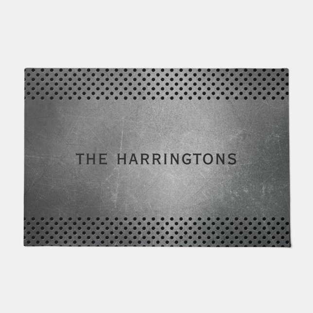 Faux Metal porte nom personnalisé tapis (Devant)