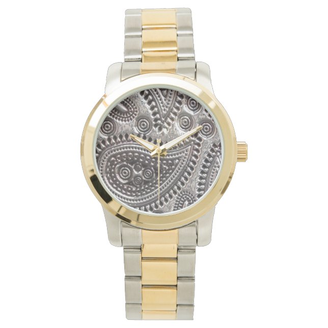 Faux Metallic Paisley montre femme (devant)