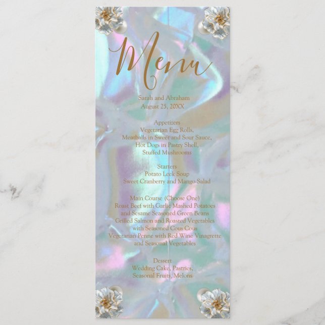 Faux Mother of Pearl Menu Mariage (Devant)