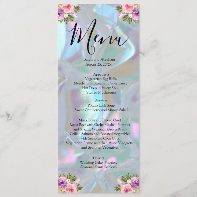 Faux Mother of Pearl Menu Mariage (Devant)