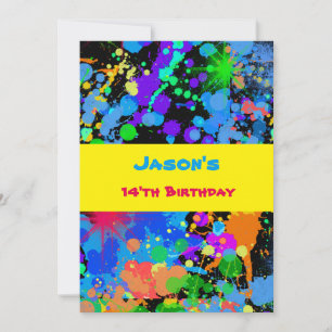 Faux Néon, Tache de Peinture, Invitation d'Anniver