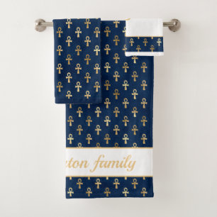 Faux or égyptien Ankh Symbole de la vie bleu blan