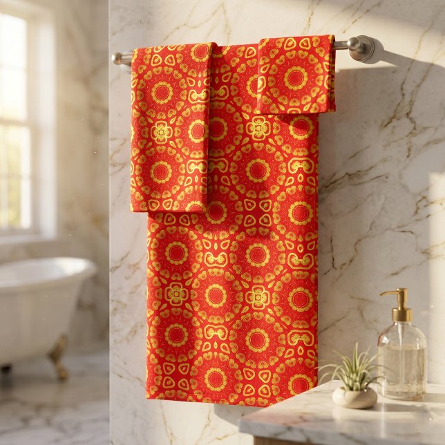 Faux or et motif décoratif chic élégant rouge (Créateur téléchargé)