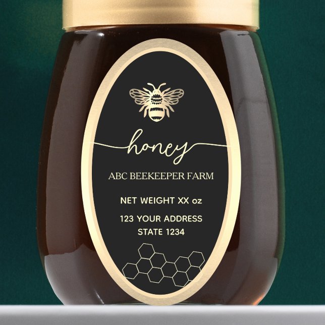 Faux or Honeybee Queenline miel pot étiquette (Créateur téléchargé)