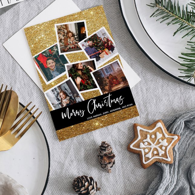 Faux Or Pailleté Multi Photo Joyeux Noël (Créateur téléchargé)