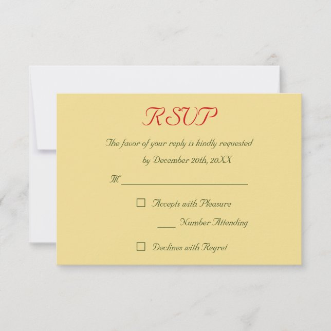 Faux or RSVP de mariage de Noël rouge vert (Devant)