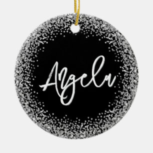 Faux pailleté argenté Ornement de Noël noir en pho