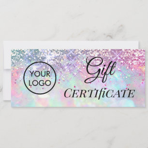 faux pailleté certificat cadeau logo opale