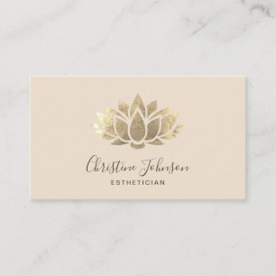 faux papier d'or lotus sur carte de visite ivoire