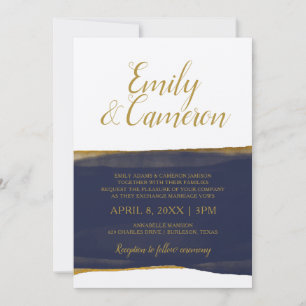 Faux papier doré invitation à rayure aquarelle N