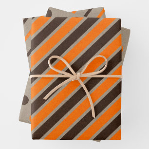 Faux papier kraft avec motifs brun foncé et orange