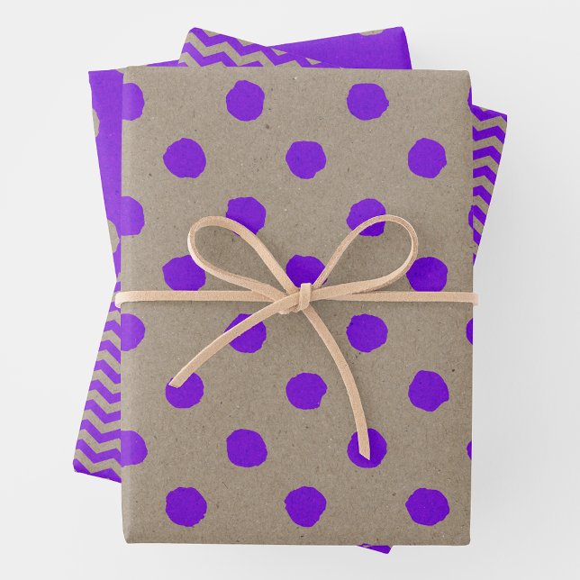 Faux papier kraft avec motifs multiples violets (Faux Kraft Paper w/ Purple Fun & Cute Multi-Patterns)