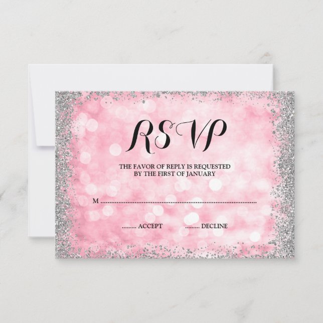 Faux Parties scintillant en argent rose RSVP (Devant)