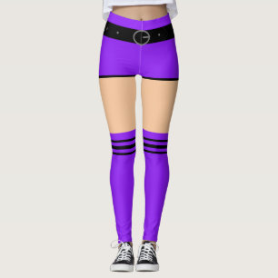 Faux Purple Shorts et Stripe Socks Drôle Leggings