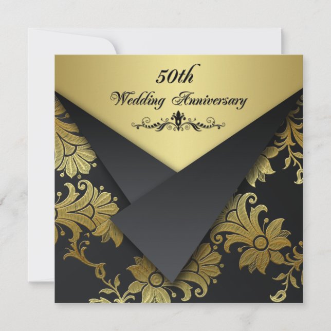 FAUX Rabats Floraux Invitation 50e Anniversaire (Devant)