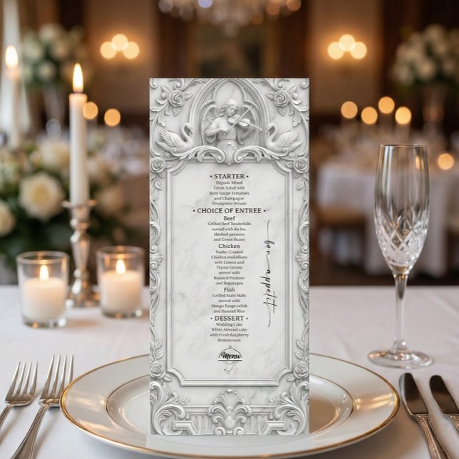 Faux relief en marbre blanc 3D Anges cygnes Menu p (Créateur téléchargé)
