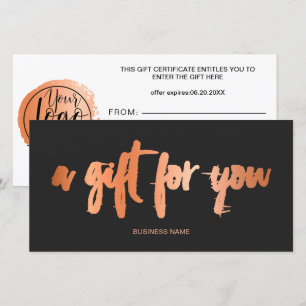 Faux rose feuille d'or gris logo certificat cadeau
