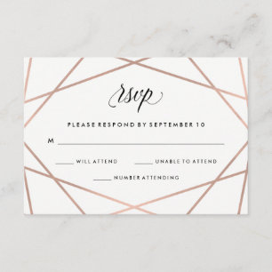 Faux Rose géométrique Or et Noir mariage RSVP