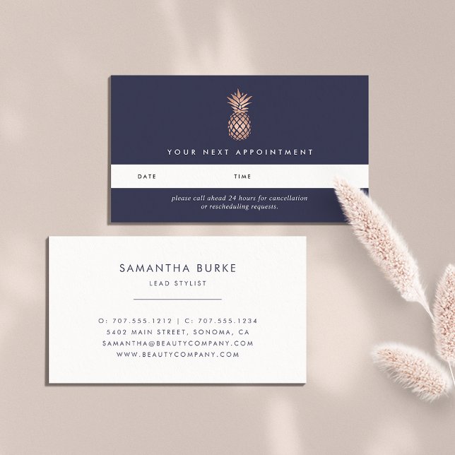 Faux Rose Gold Ananas Cartes de rendez-vous (Créateur téléchargé)