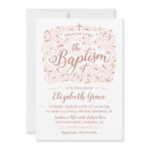 Faux Rose Gold Baptism Invitation