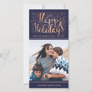 Faux Rose Gold Foil Carte photo de vacances