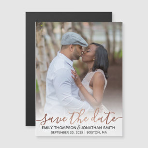 Faux Rose Gold Foil Magnet Réservez la date photo