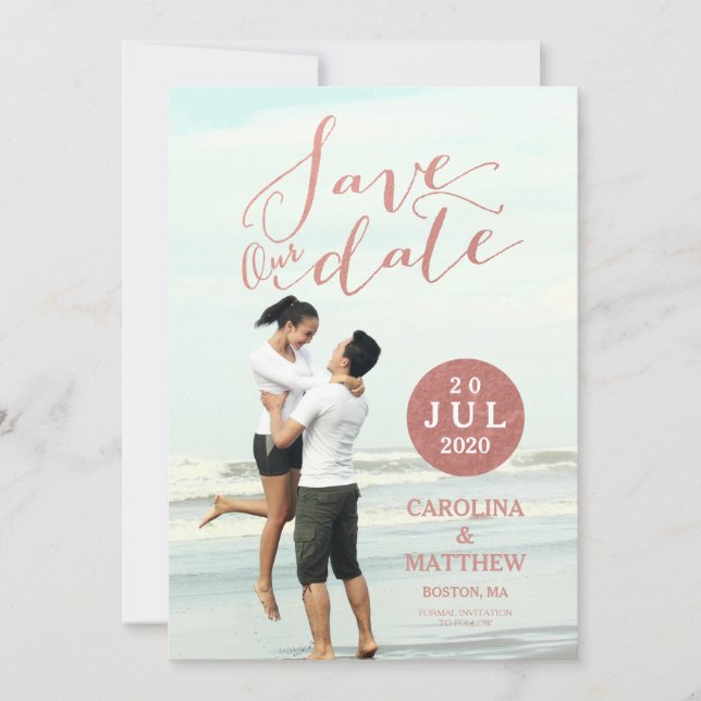 Faux Rose Gold Foil | Photo Enregistrer la carte D (Devant)