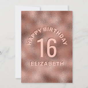 Faux Rose Gold Foil Texture Joyeux Anniversaire & 