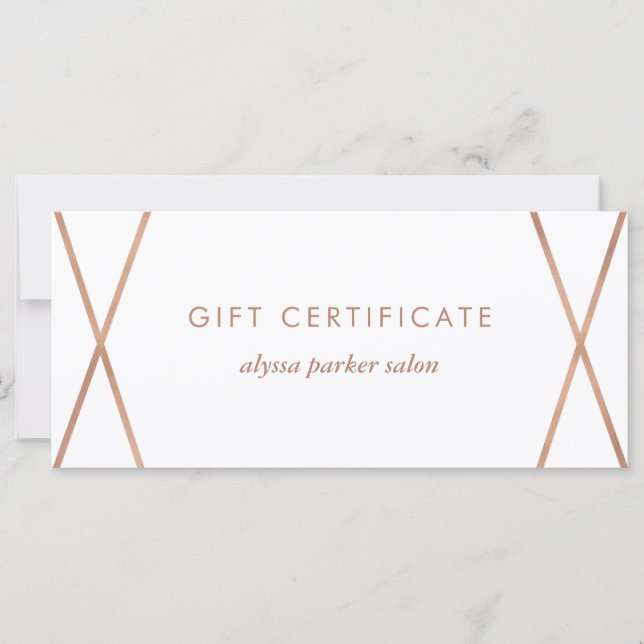 Faux Rose Gold Géométrique | Certificat cadeau (Devant)