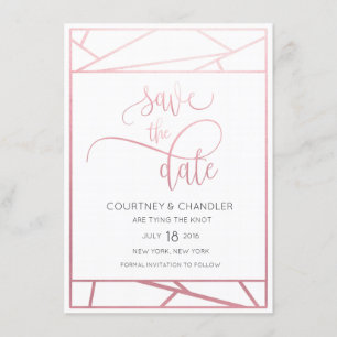 Faux rose gold géométrique moderne carte de sauveg