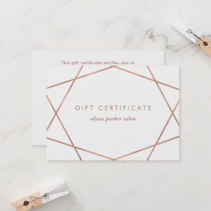 Faux Rose Gold Look géométrique Certificat cadea