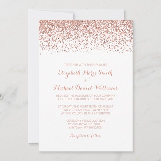 Faux Rose Gold Parties scintillant Invitations de  (Devant)