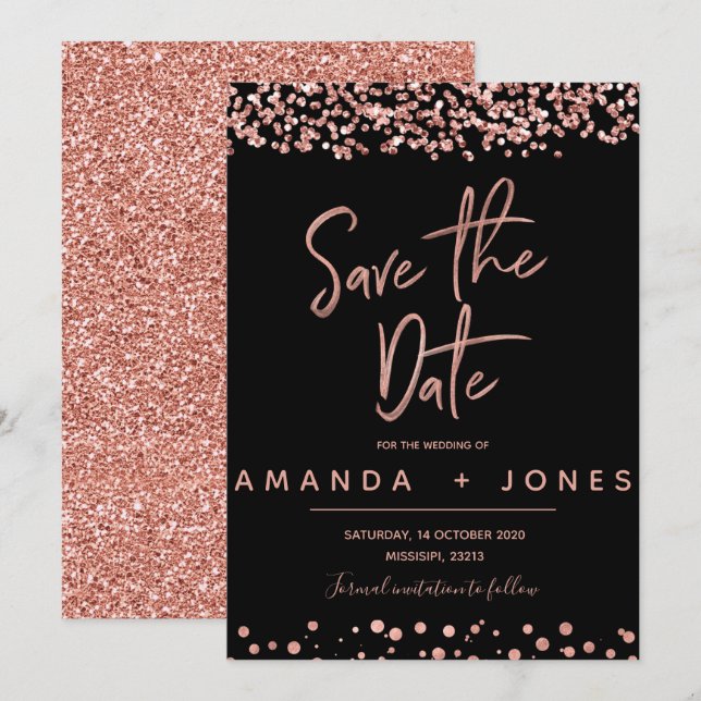 FAUX ROSE GOLD Save the Date Invitation (Devant / Derrière)