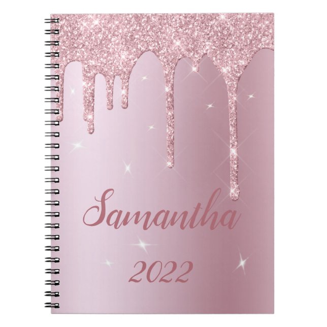 Faux Rose Monogramme or Carnet photo spirale (Devant)