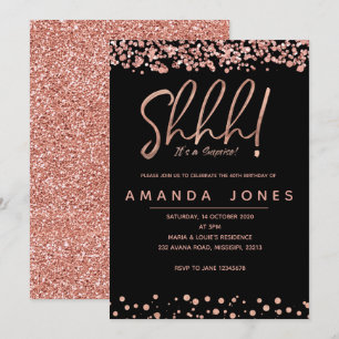 FAUX ROSE OR Surprise Invitation de fête d'anniver