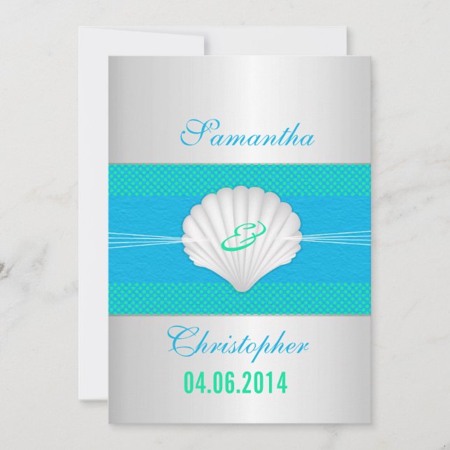 Faux Sea Shell - invitation de mariage sur la plag (Devant)